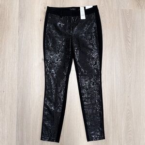 White House Black Market The Skinny Shiny Jacquard Front Ponte Back Pants New 2